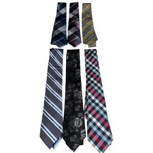 Express Men’s Ties Lot of 6 Silk Mullticolor Plaid Business Wear Office Church